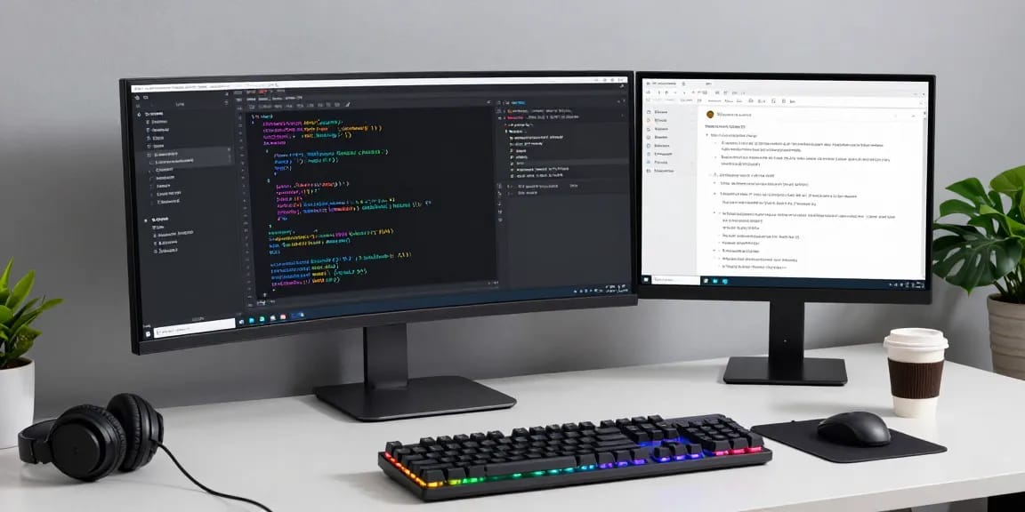 Trang chủ Thabet: Innovative software development in a modern workspace featuring coding and collaboration tools.