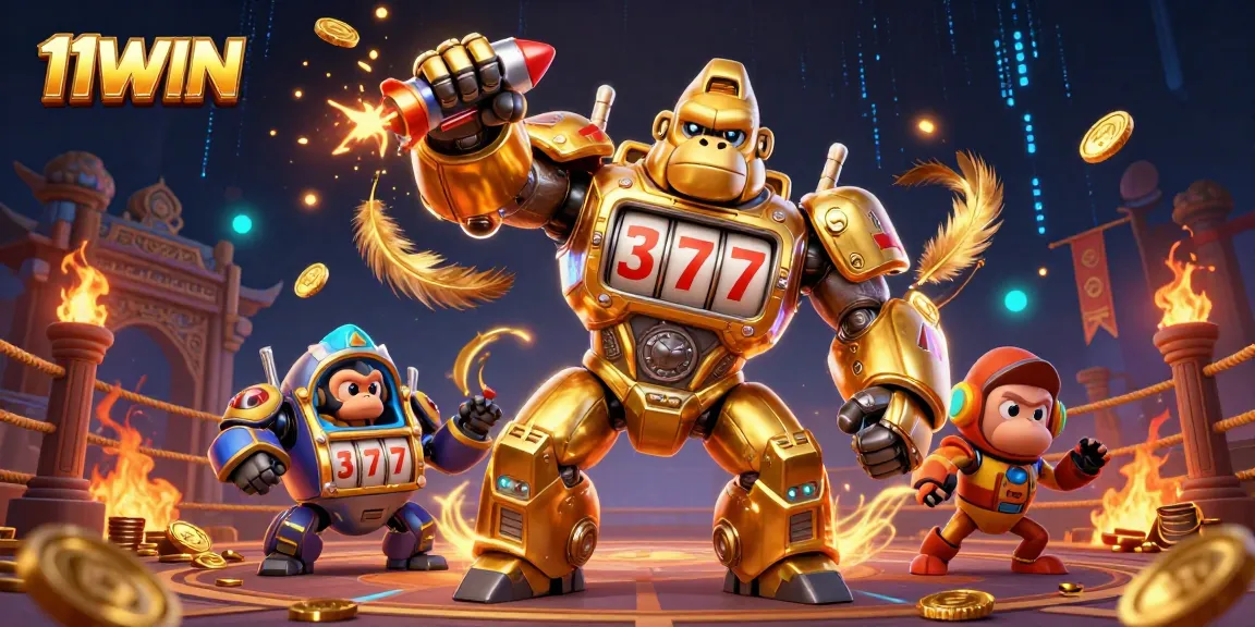 Engage in thrilling gaming experiences with 11WIN’s dynamic casino environment exemplified in a vibrant 3D scene.
