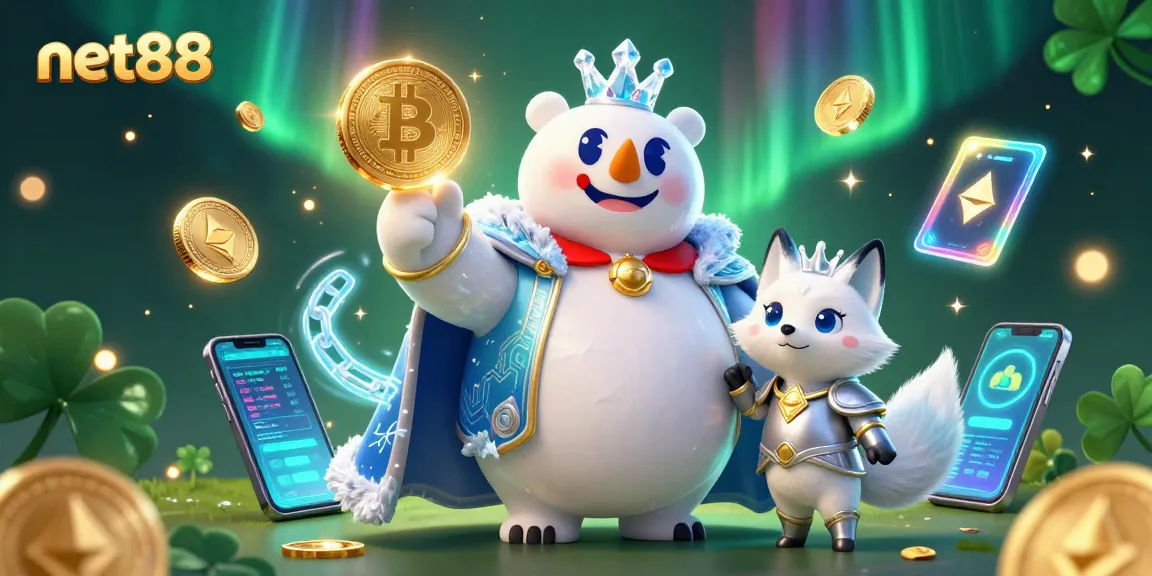 Engage with net88 while exploring dazzling crypto casino themes and characters in a vibrant 3D illustration.