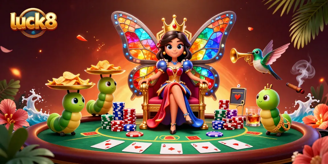 Engage in thrilling gameplay at luck8 with vibrant casino elements and a colorful queen character.