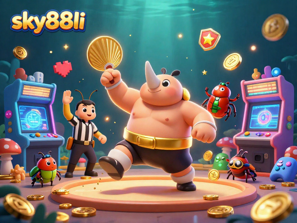 Engage in thrilling gameplay at sky88li with a vibrant animated scene full of casino elements.