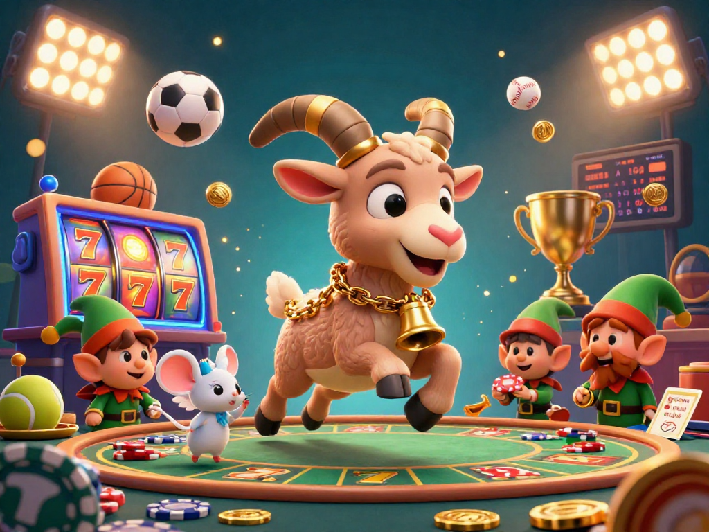 Engage with slot gacor in an energetic casino scene featuring Krampus, an angel mouse, and mischievous elf gremlins.