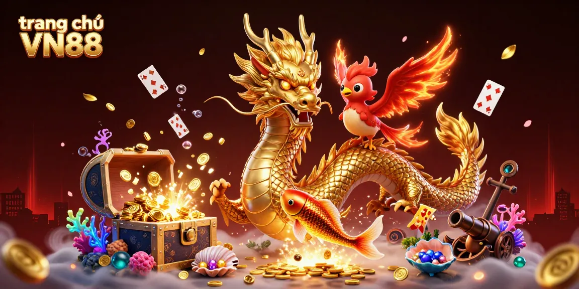 Bet on tráng chủ VN88 with an exciting 3D dragon, phoenix, and koi fish in action!