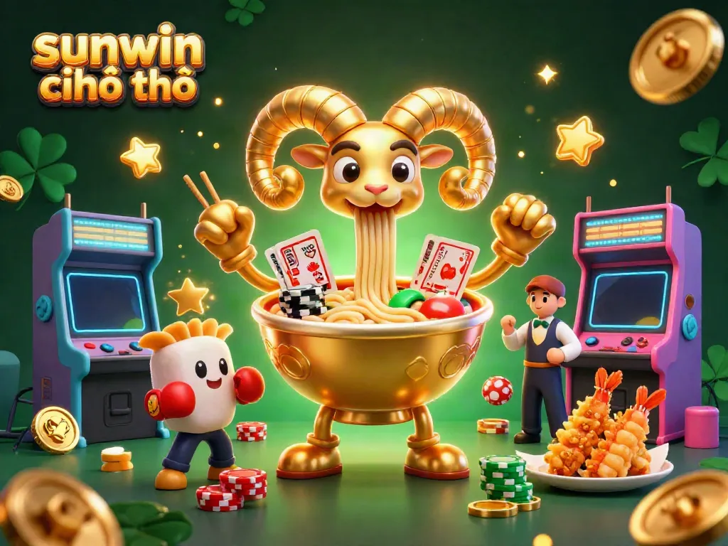 Join the excitement with sunwin chính chủ and characters in a playful casino-themed 3D scene of joyful gaming.