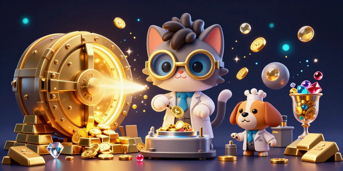 Win big with Thabet through a vibrant, dynamic casino scene featuring a whimsical scientist cat and golden treasures.