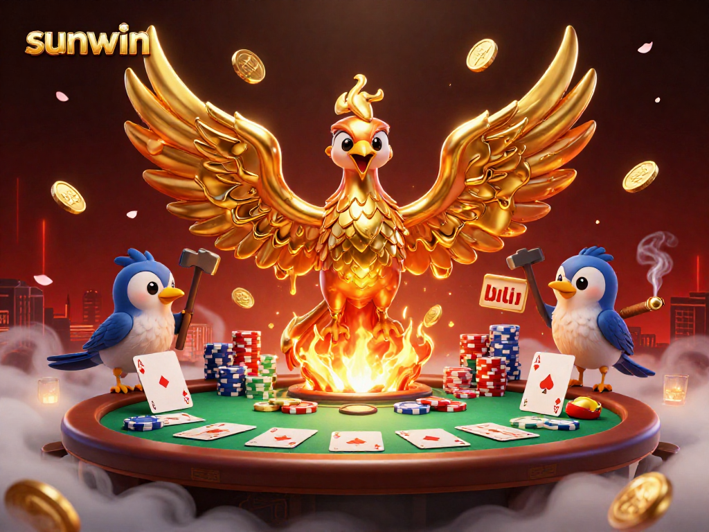 Experience the thrill of sunwin's gaming world with a captivating phoenix and poker scene.