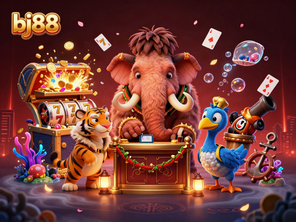 Engage with bj88 as VIP creatures enjoy casino excitement amidst treasures.