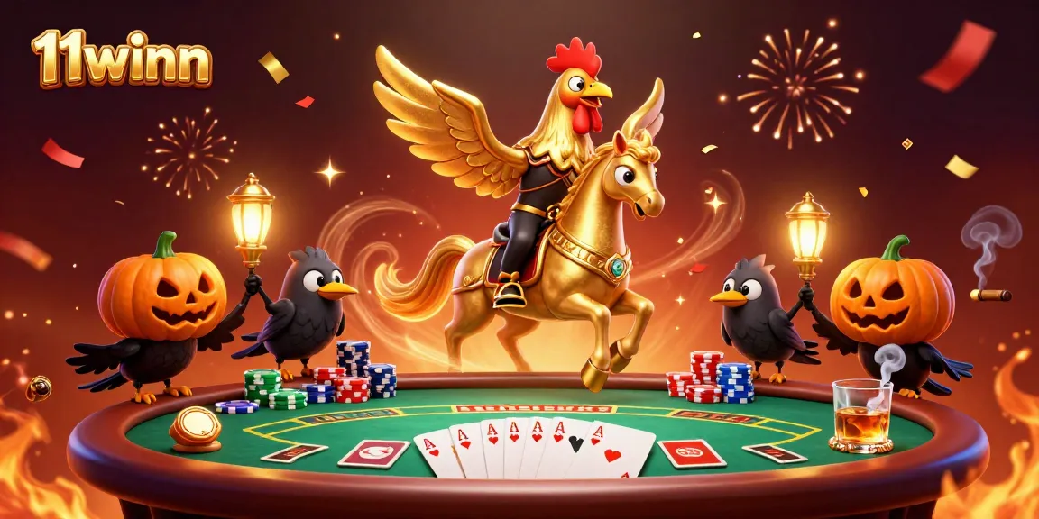 Engage in thrilling gaming with 11winn's vibrant casino scene featuring wild characters and gambling excitement.