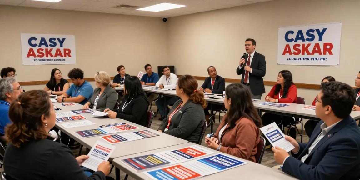 Engaged voters interacting with Casey Askar during a community campaign event.