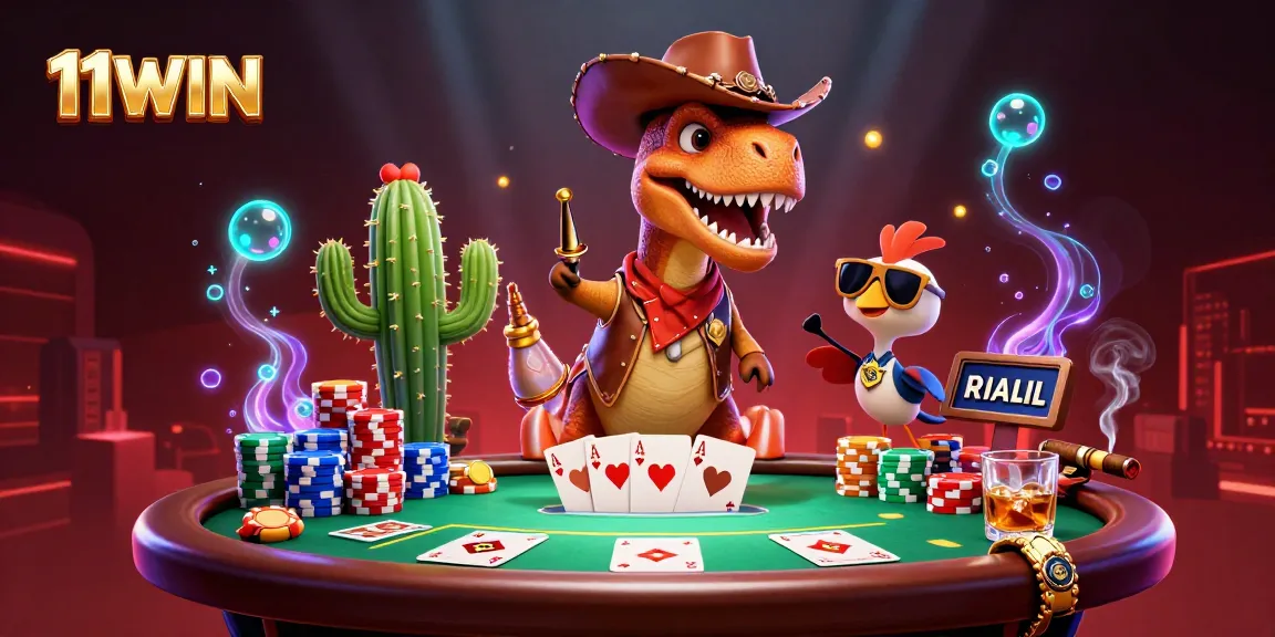 Engage with the thrilling gameplay at 11WIN featuring poker tables and character action.