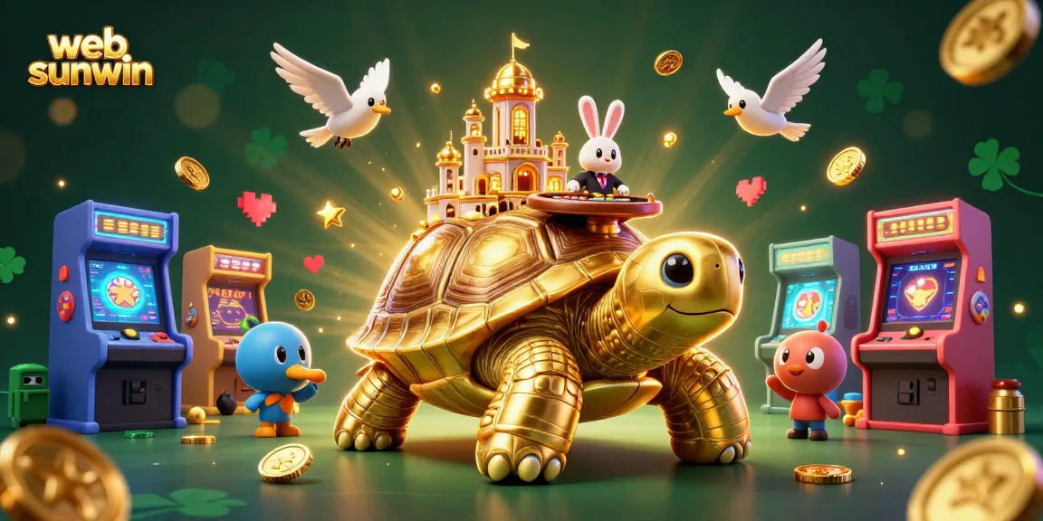 Spin and win at web sunwin with a vibrant 3D casino scene featuring engaging characters and colorful game elements.