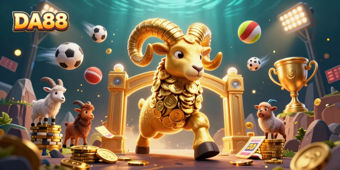 Experience thrilling gameplay at DA88 casino, featuring a dynamic scene of sports and gold elements.