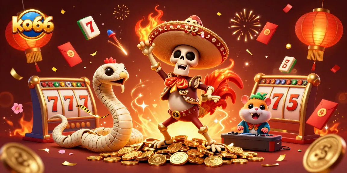 Experience the excitement of ko66 with lively characters celebrating massive wins in a vibrant casino scene.
