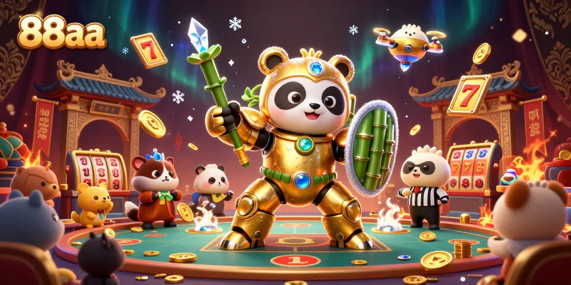 Experience thrilling games at 88aa, featuring an exciting 3D illustration of a rare panda engaging in gambling activities.