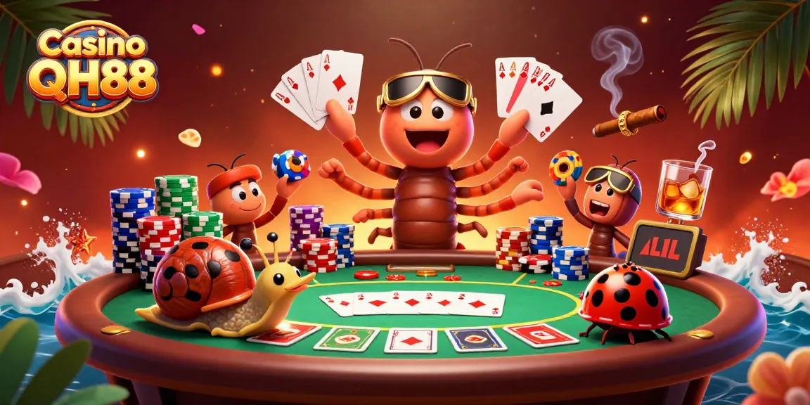 Experience the thrilling action at Casino QH88 with a colorful 3D dealer and players in a vibrant gaming scene.