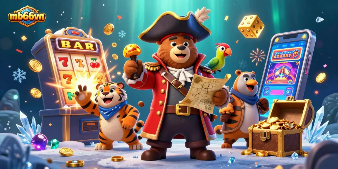 Experience thrilling jackpots at mb66vn with vibrant bear and tiger characters among dynamic casino elements.