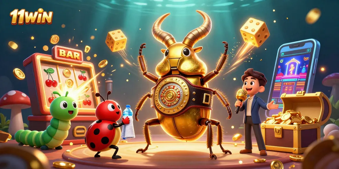 Experience thrilling gameplay with 11WIN as a golden stag beetle champions the casino scene.