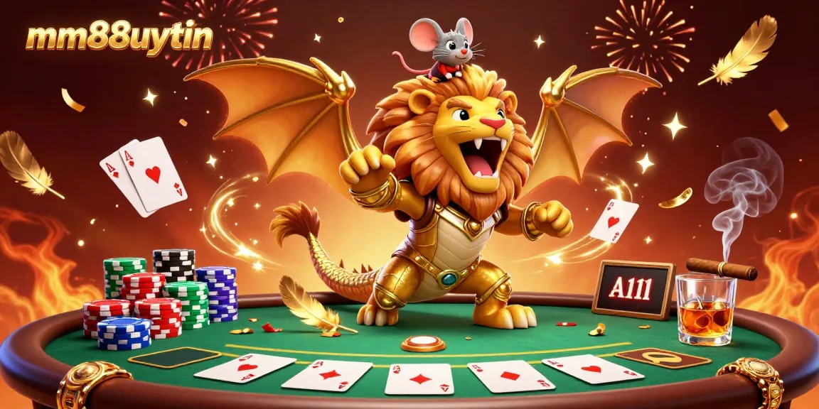 Engage with mm88uytin in an ultra-detailed 3D casino adventure featuring a chimera and poker elements.